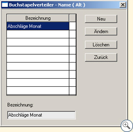 Maske Buchstapelverteiler - Name