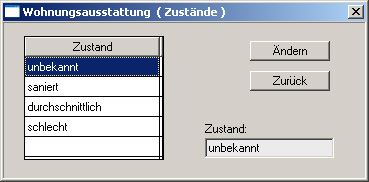 Maske Wohnungsausstattung - Zustände